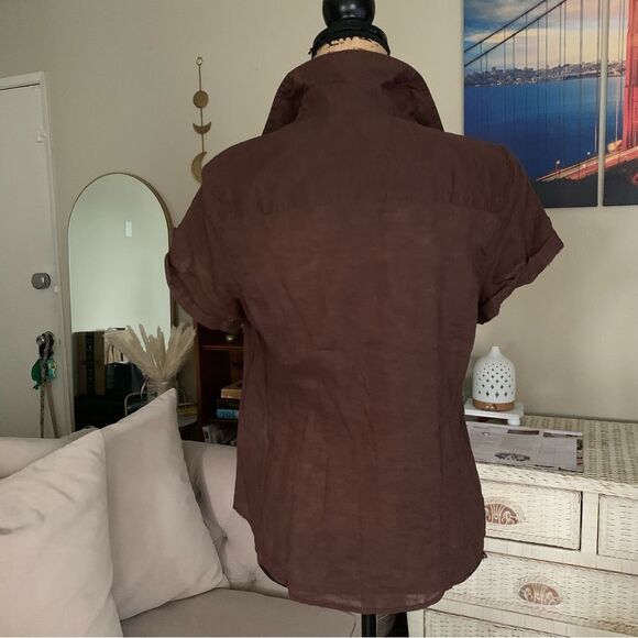 OLD NAVY Button-up Collared Roll-up Short Sleeves Blouse - Picture 3 of 9